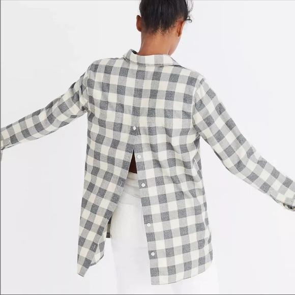 MADEWELL Classic Ex-Boyfriend Button-Back Shirt in Buffalo Check Size S. - Picture 2 of 6